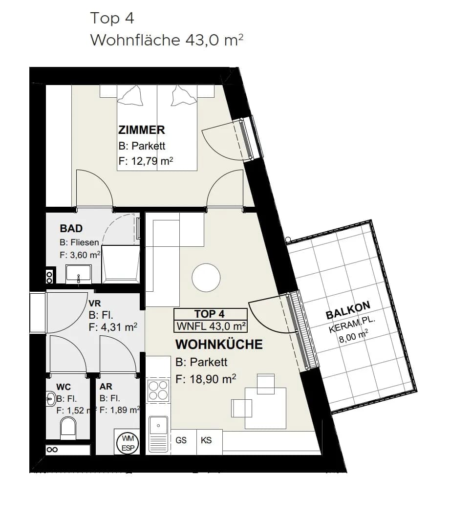 2-Zimmer-Wohnung mieten in Neunkirchen – 43 m², € 680