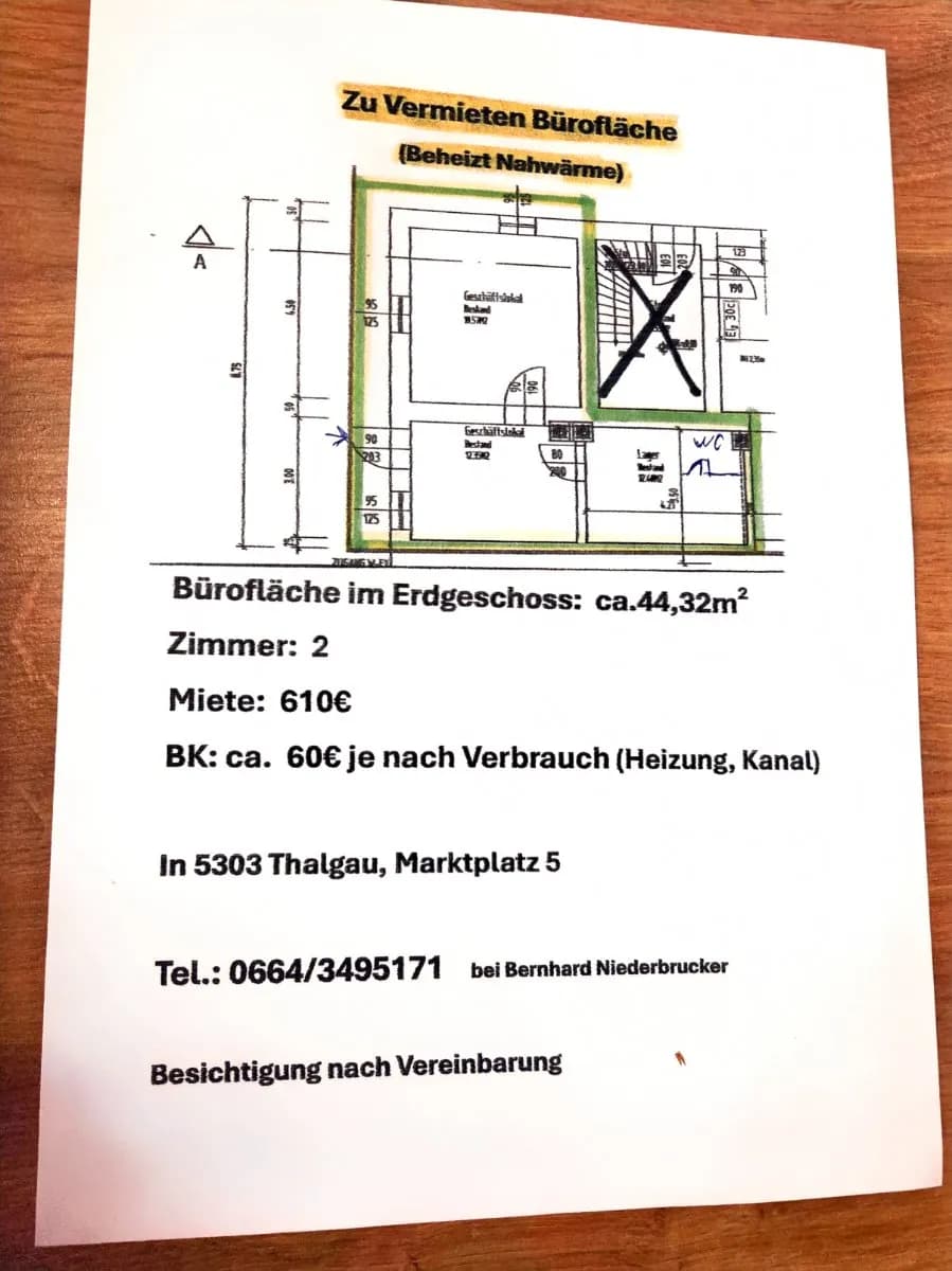 2-Zimmer-Gewerbeimmobilie mieten in Salzburg-Umgebung – 44 m², € 610
